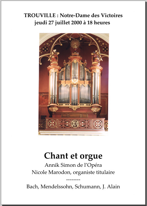 Chant et orgue avec la participation de Annik Simon de l'Opéra